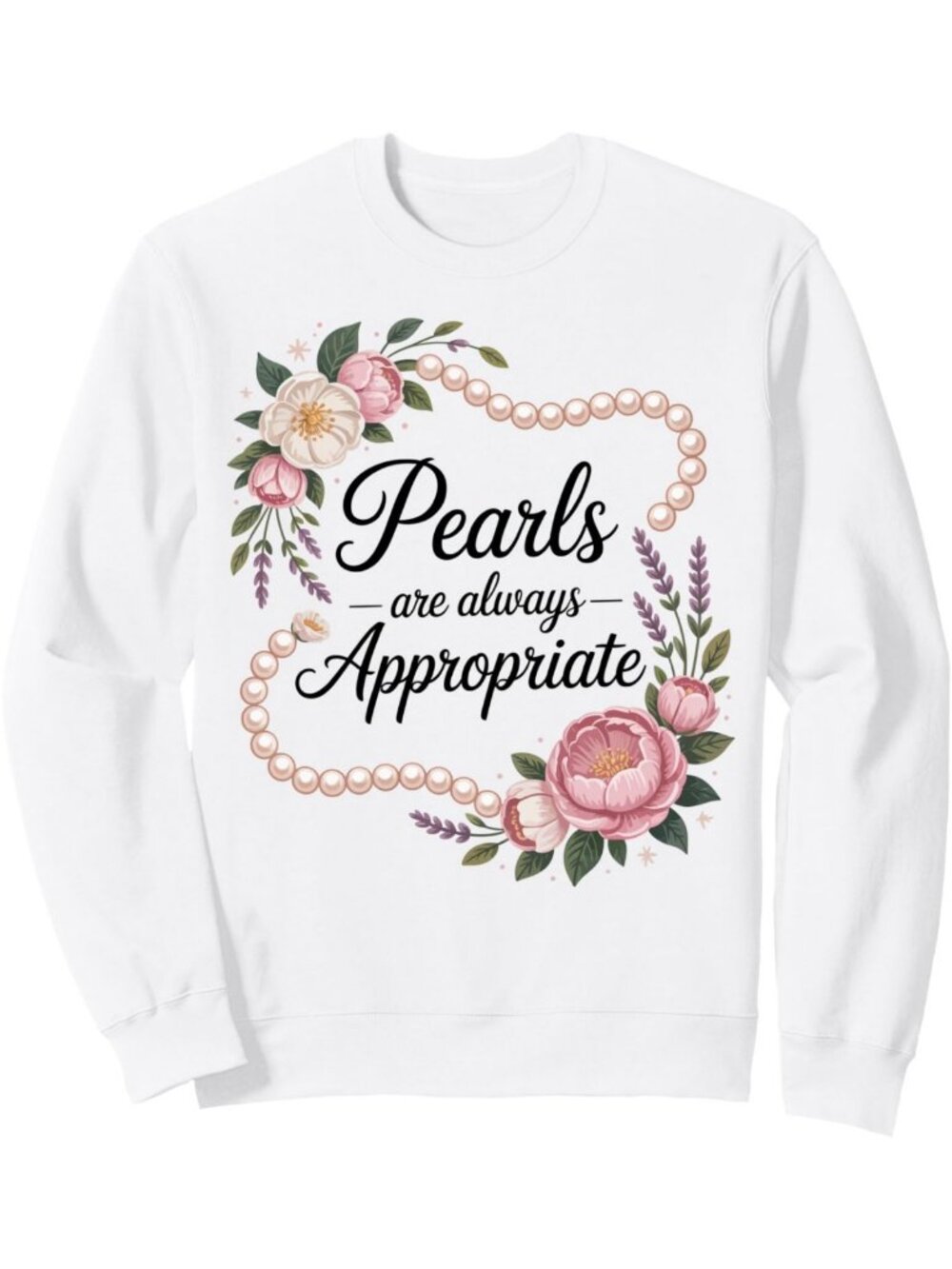 Floral Pearl Strand Sweatshirt | Chic Casual Style | Perfect Gift for Any